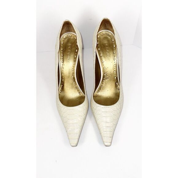 BCBG Leather Pump Y2K Brazil Croc Embossed Pointed Toe Stiletto Heels Witch 9.5B - Picture 4 of 16